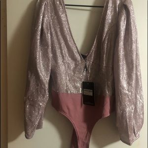Pink Sequin Bodysuit
